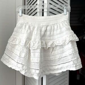 EUC aerie white tiered skirt size S